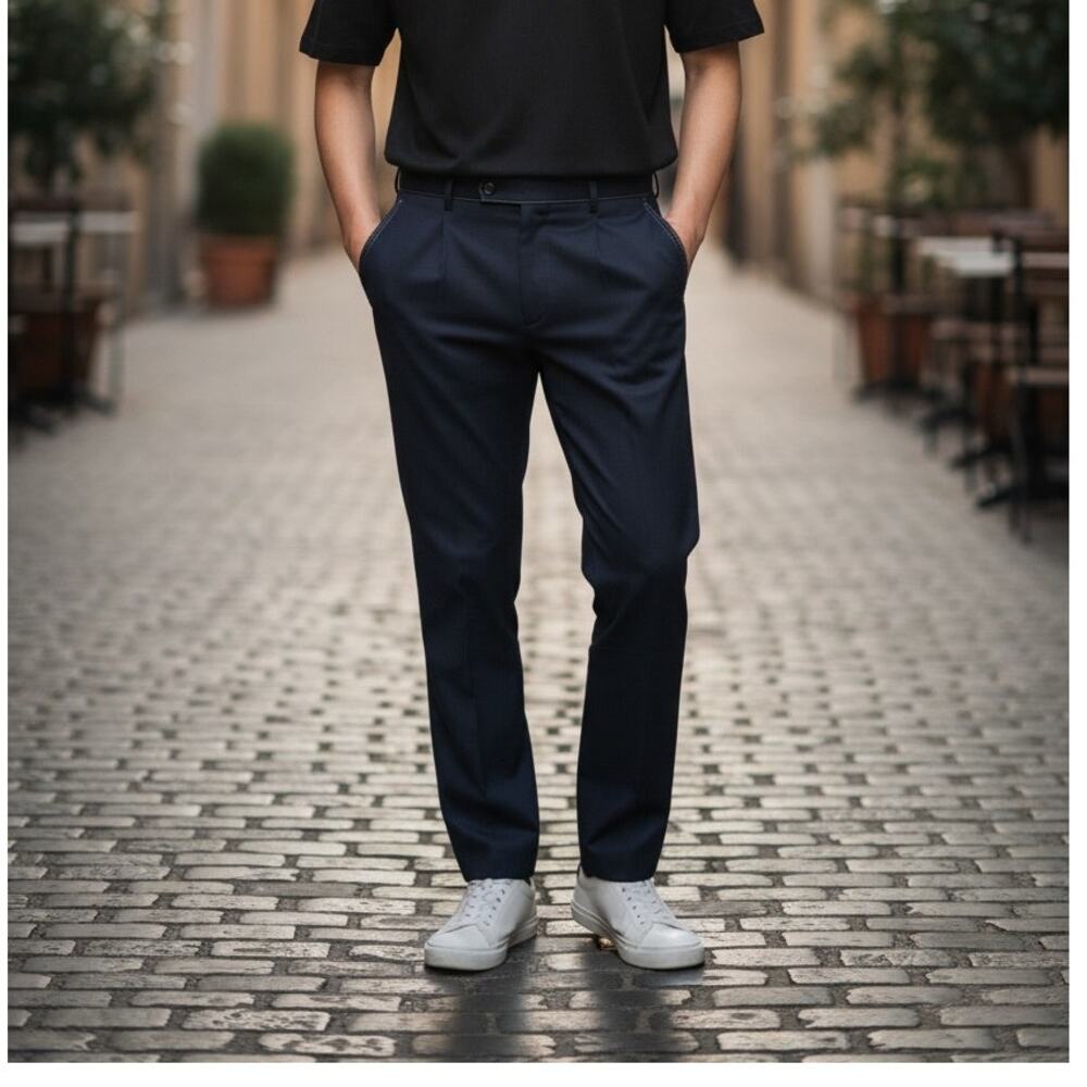 REISS Ranger Flannel Pant Size 34 Navy Blue Slacks Work Trouser NEW $240